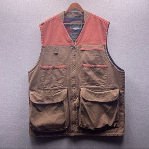 Gordon & Ferguson Town & Country Color Blocked Faded Brown Rust Vtg Zip Vest XLT